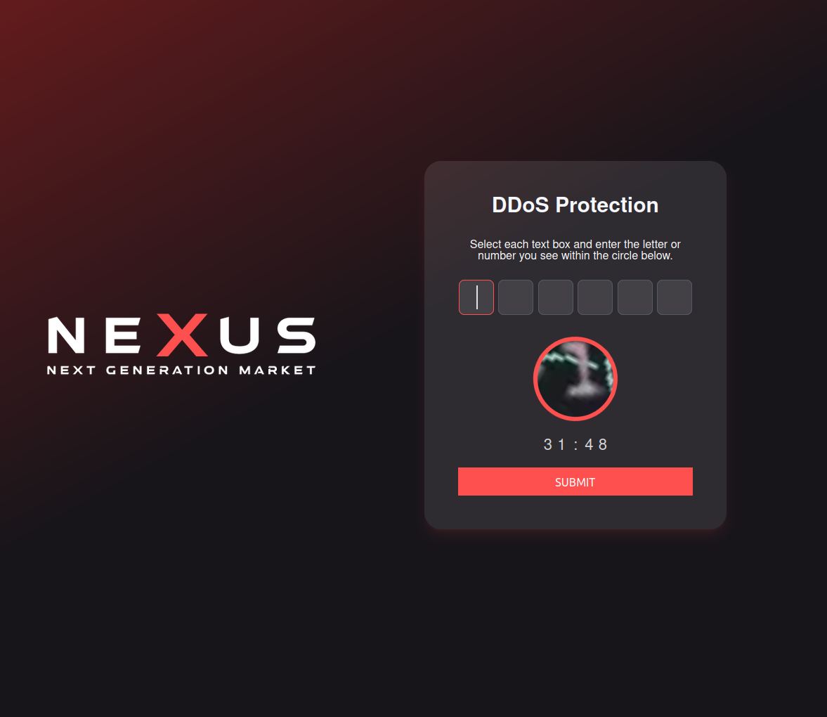 Nexus Darknet Store DDoS protection interface